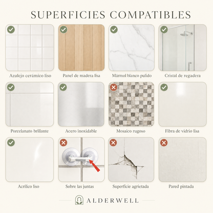 Barra de Apoyo Alderwell con Ventosa — Kit Baño Blindado
