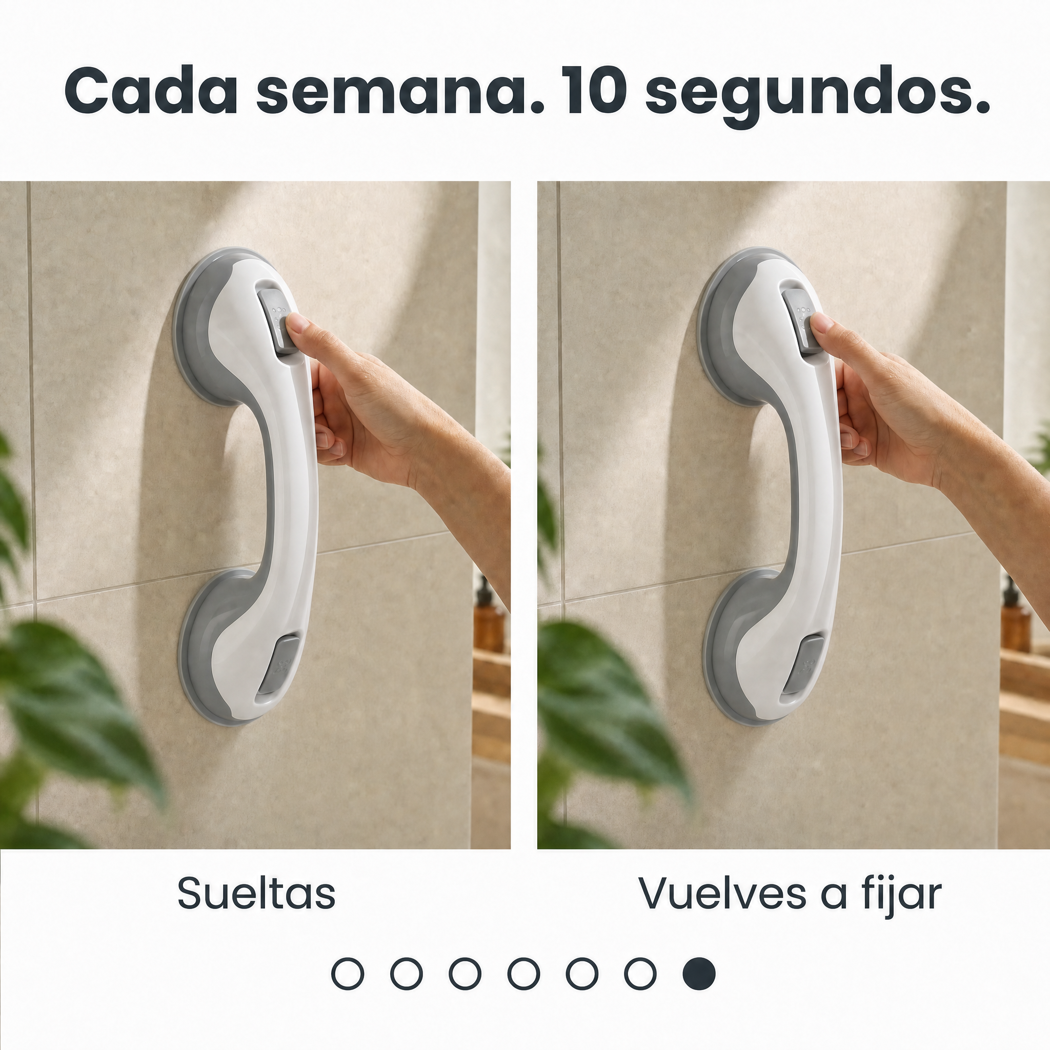 Barra de Apoyo Alderwell con Ventosa — Kit Baño Blindado