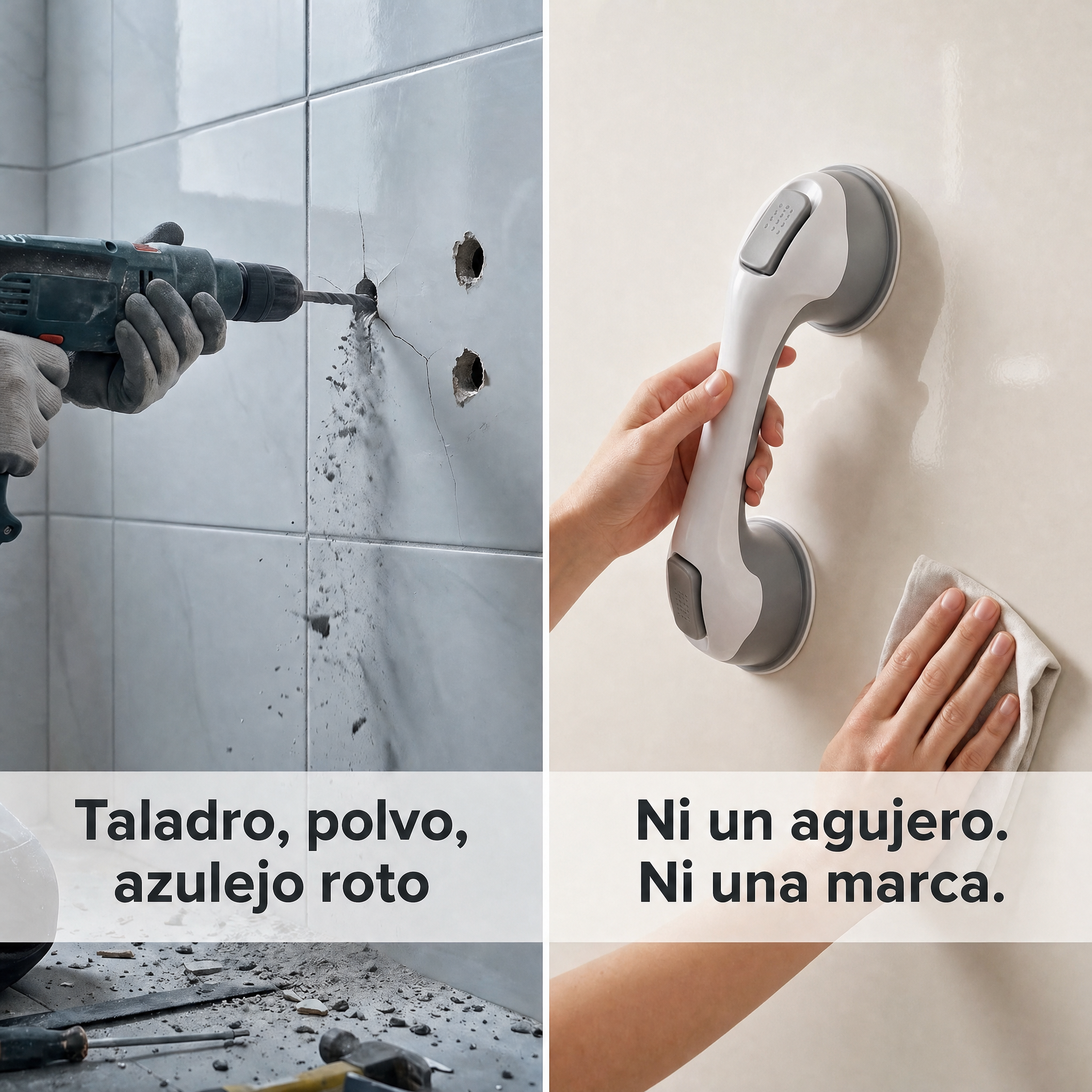 Barra de Apoyo Alderwell con Ventosa — Kit Baño Blindado