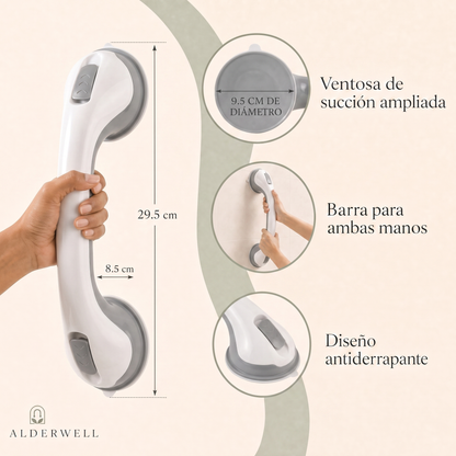 Barra de Apoyo Alderwell con Ventosa — Kit Baño Blindado